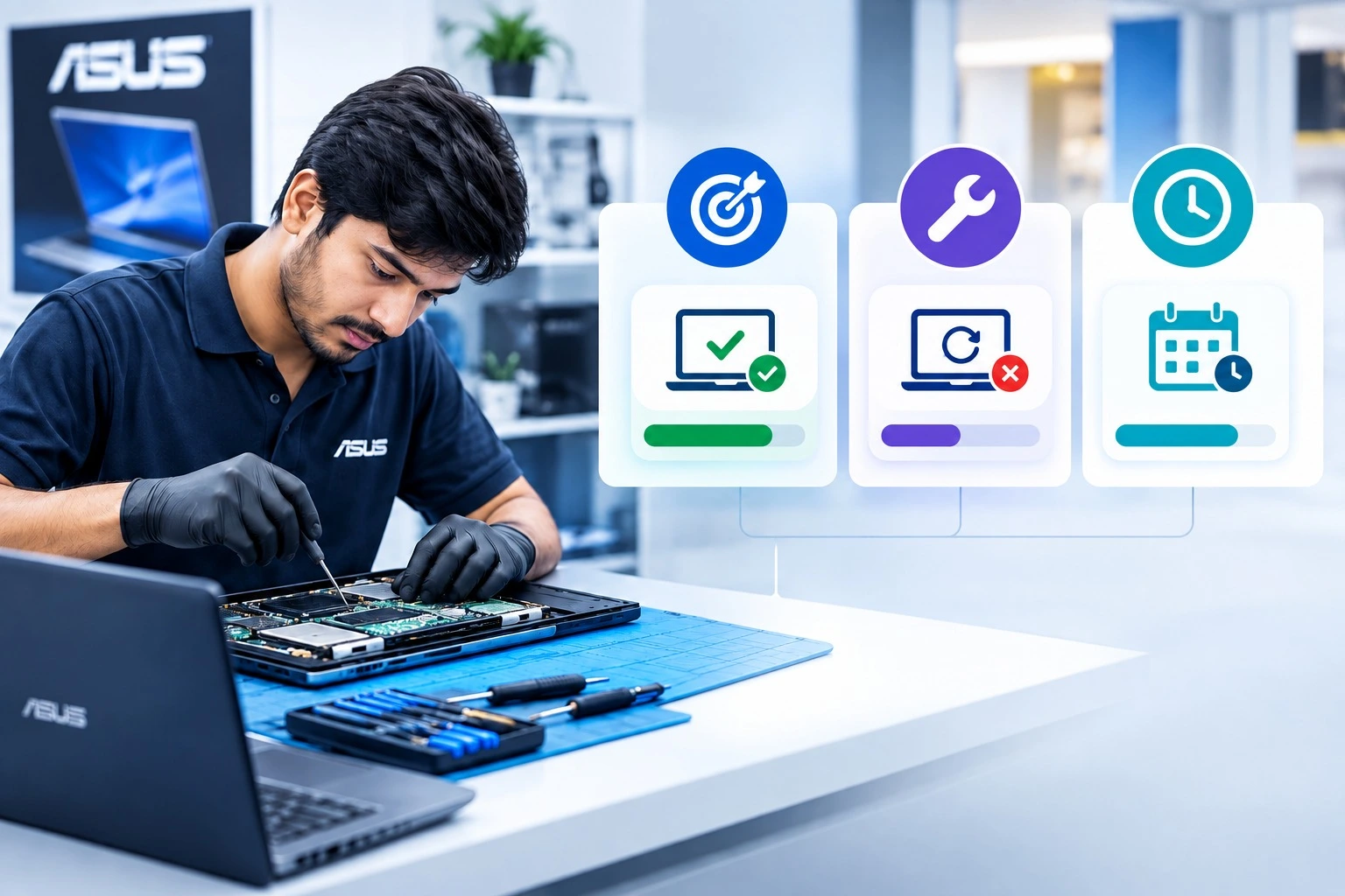How we measure our Asus repair standards — diagnostic accuracy and turnaround time tracking